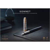 Kép 5/9 - Parker Royal Sonnet Premium Töltőtoll Metal Grey Arany-rózsaszín klipsz 18 Karátos arany F-es hegy