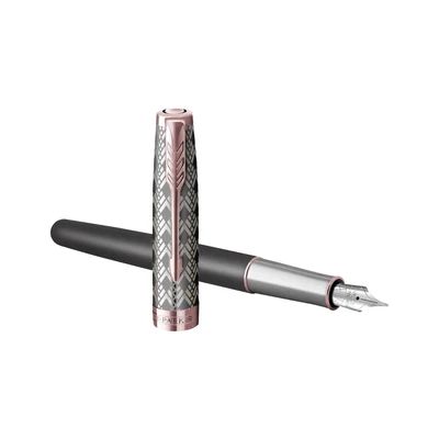 Parker Royal Sonnet Premium Töltőtoll Metal Grey Arany-rózsaszín klipsz 18 Karátos arany F-es hegy