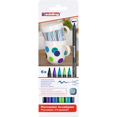 edding 4200/6 porcelán ecsetirón marker Cool Colour 6 db-os szett