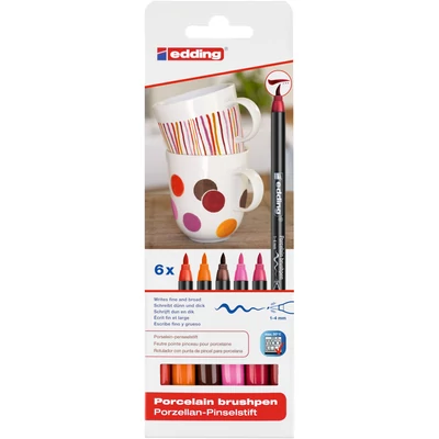 edding 4200/6 porcelán ecsetirón marker Warm Colour 6 db-os szett