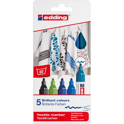 edding 4500 T-shirt marker 5 db-os szett HIDEG SZÍNEK