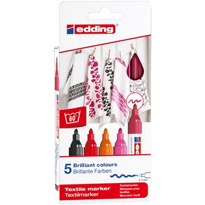 edding 4500 T-shirt marker 5 db-os szett MELEG SZÍNEK
