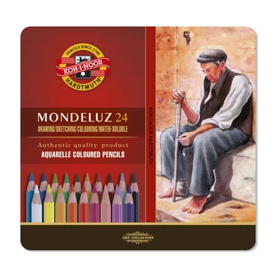 KOH-I-NOOR 3724 MONDELUZ AQUARELL SZÍNES CERUZA/24 HATSZÖGLETŰ (7MM) FÉMDOBOZ