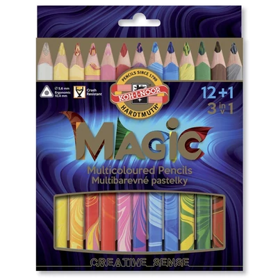 KOH-I-NOOR 3408 MAGIC SZÍNES VARÁZSCERUZA/12+1 HÁROMSZÖGLETŰ VASTAG (10.4MM)