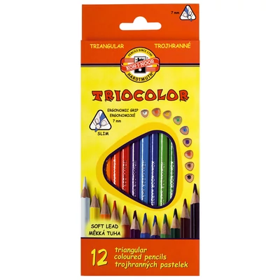 KOH-I-NOOR 3132 TRIOCOLOR SZÍNES CERUZA/12 HÁROMSZÖGLETŰ (7MM)