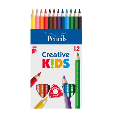 ICO CREATIVE KIDS SZÍNES CERUZA/12 HÁROMSZÖGLETŰ FESTETT VASTAG