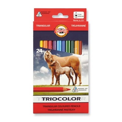 KOH-I-NOOR 3144 TRIOCOLOR SZÍNES CERUZA/24 HÁROMSZÖGLETŰ LOVAK VASTAG (9MM)
