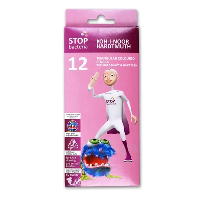 KOH-I-NOOR 3192 STOP BACTERIA SZÍNES CERUZA/12 HÁROMSZÖGLETŰ (ANTIBAKTERIÁLIS) 7 MM
