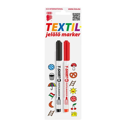 ICO T-SHIRT TEXTILMARKER SLIM M 2 FEKETE+PIROS