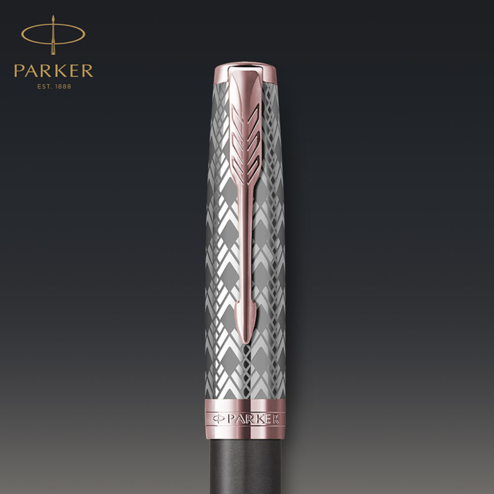 Parker Royal Sonnet Premium Töltőtoll Metal Grey Arany-rózsaszín klipsz 18 Karátos arany F-es hegy