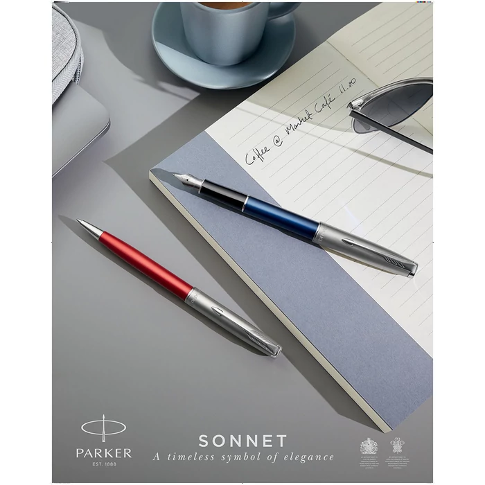 Parker Royal Sonnet Essential Töltőtoll Stainless Steel Króm klipsz