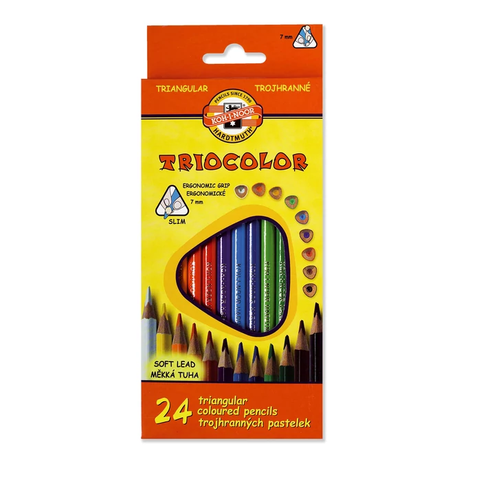 KOH-I-NOOR 3134 TRIOCOLOR SZÍNES CERUZA/24 HÁROMSZÖGLETŰ (7MM)